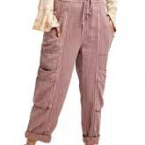 ✅ Free People Feelin’ Good Linen Blend Utility Pants SIZE‎ X-SMALL POCKETS